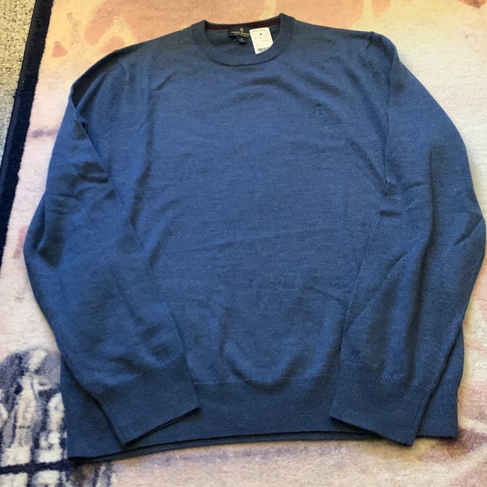 Brooks Brothers Mens medium merino wool crew beck sweater light blue
